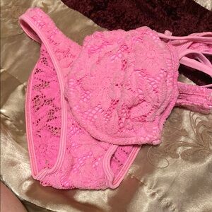 Pink Lace Bikini Set